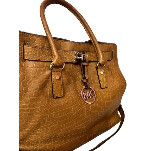 Michael Kors Hamilton Large Brown Leather Shoulder Bag Handbag - Picture 3 of 12